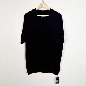 Tailored Athlete NWT Size XXL Mens Fine Cable Knit Polo Shirt In Black